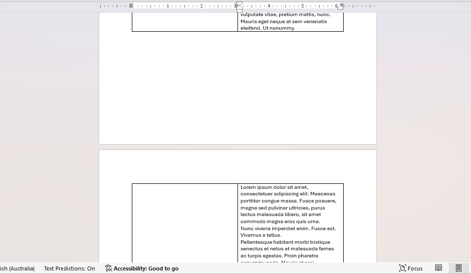 Table row not breaking across pages
